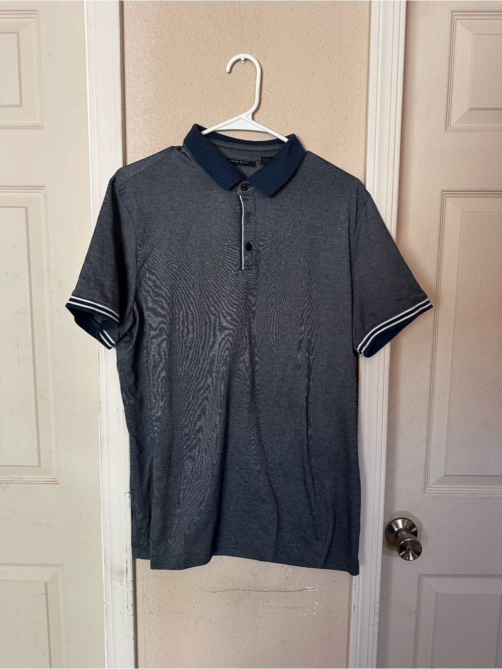 Perry Ellis Men Navy Short-Sleeve Polo Shirt Size Large 0046